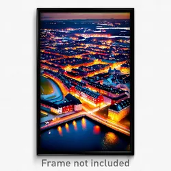 Pixel Art Poster - Conventional Swedish City (8 Bit Video Game Print)