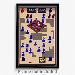 Pixel Art Poster - Spotless Chess Board (8 Bit Psychedelic Video Game Print)