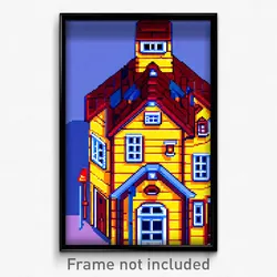 Pixel Art Poster - Quaint Cartoon Architecture (8 Bit Video Game Print)