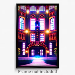 Pixel Art Poster - Cute Manor (8 Bit Psychedelic Trippy Weird Video Game Print)