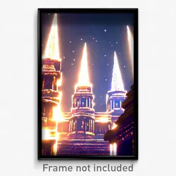 Pixel Art Poster - Sparkling Ancient Architecture (8 Bit Video Game Print)