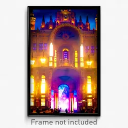 Pixel Art Poster - Enchanted Barcelona (8 Bit Psychedelic Video Game Print)