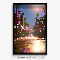 Pixel Art Poster - Shiny Boulevard (8 Bit Psychedelic Trippy Video Game Print)