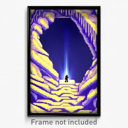 Pixel Art Poster - Zigzag Cave (8 Bit Psychedelic Trippy Weird Video Game Print)