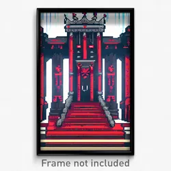 Pixel Art Poster - Dirty Throne Room (8 Bit Psychedelic Trippy Video Game Print)