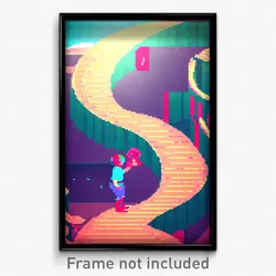 Pixel Art Poster - Swirly Hideout (8 Bit Psychedelic Trippy Video Game Print)