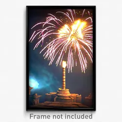 Pixel Art Poster - Ancient Fireworks (8 Bit Psychedelic Trippy Video Game Print)