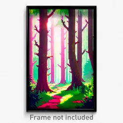 Pixel Art Poster - Villainous Woods (8 Bit Psychedelic Trippy Video Game Print)