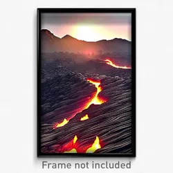 Pixel Art Poster - Upbeat Lava Fields (8 Bit Psychedelic Video Game Print)
