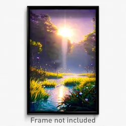 Pixel Art Poster - Watery Meadow (8 Bit Psychedelic Trippy Video Game Print)