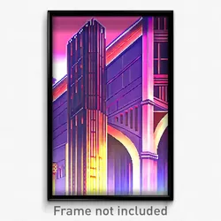 Pixel Art Poster - Great Anime Architecture (8 Bit Psychedelic Video Game Print)