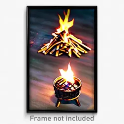Pixel Art Poster - Bronze Bonfire (8 Bit Psychedelic Trippy Video Game Print)