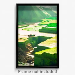 Pixel Art Poster - Green Quarry (8 Bit Psychedelic Trippy Video Game Print)