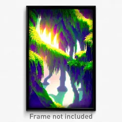 Pixel Art Poster - Swirly Glade (8 Bit Psychedelic Trippy Video Game Print)