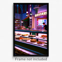 Pixel Art Poster - Fancy Bakery (8 Bit Psychedelic Trippy Video Game Print)