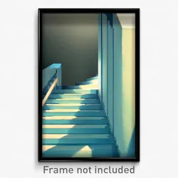 Pixel Art Poster - Light Blue Stair (8 Bit Psychedelic Trippy Video Game Print)