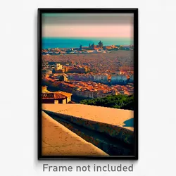 Pixel Art Poster - Distant Spanish City (8 Bit Psychedelic Video Game Print)