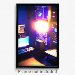 Pixel Art Poster - Detailed Computer (8 Bit Psychedelic Trippy Video Game Print)