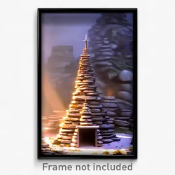 Pixel Art Poster - Giant Cairn (8 Bit Psychedelic Trippy Weird Video Game Print)