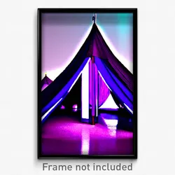 Pixel Art Poster - Purple Tent (8 Bit Psychedelic Trippy Weird Video Game Print)