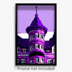 Pixel Art Poster - Purple Turret (8 Bit Psychedelic Trippy Video Game Print)