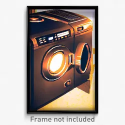 Pixel Art Poster - Brown Washing Machine (8 Bit Psychedelic Video Game Print)