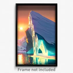 Pixel Art Poster - Pleasant Iceberg (8 Bit Psychedelic Trippy Video Game Print)