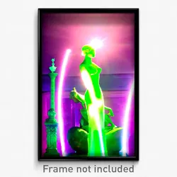 Pixel Art Poster - Green Statue (8 Bit Psychedelic Trippy Video Game Print)