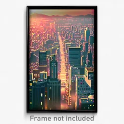 Pixel Art Poster - Unimaginable City (8 Bit Psychedelic Trippy Video Game Print)