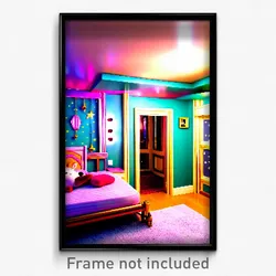 Pixel Art Poster - Adorable Bedroom (8 Bit Psychedelic Trippy Video Game Print)