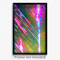 Pixel Art Poster - Wire Frame Glitchy Galaxy Battle (8 Bit Video Game Print)