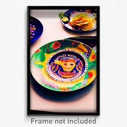 Pixel Art Poster - Crazy Mexican Plate (8 Bit Psychedelic Video Game Print)