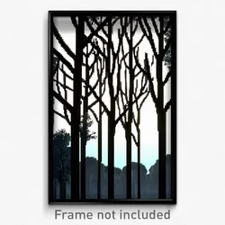 Pixel Art Poster - Black Trees (8 Bit Psychedelic Trippy Weird Video Game Print)