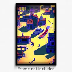 Pixel Art Poster - Fluid Shantytown (8 Bit Psychedelic Trippy Video Game Print)