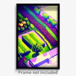 Pixel Art Poster - Rectangular Orchard (8 Bit Psychedelic Video Game Print)