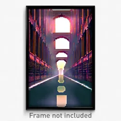 Pixel Art Poster - Monstrous Aquaduct (8 Bit Psychedelic Video Game Print)