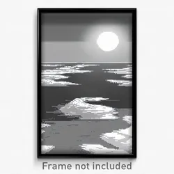 Pixel Art Poster - Colorless Atoll (8 Bit Psychedelic Trippy Video Game Print)