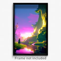 Pixel Art Poster - Monstrous Glade (8 Bit Psychedelic Trippy Video Game Print)