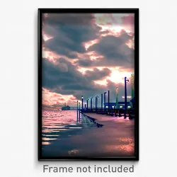 Pixel Art Poster - Cloudy Wharf (8 Bit Psychedelic Trippy Video Game Print)