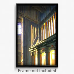 Pixel Art Poster - Rough Anime Architecture (8 Bit Psychedelic Video Game Print)