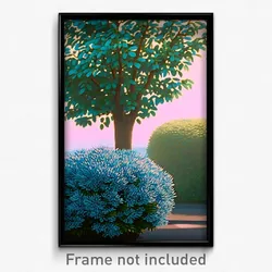Pixel Art Poster - Light Blue Bush (8 Bit Psychedelic Trippy Video Game Print)