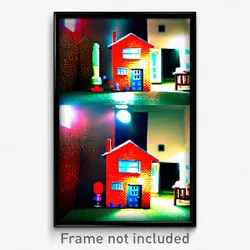 Pixel Art Poster - Vibrating House (8 Bit Psychedelic Trippy Video Game Print)