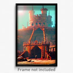 Pixel Art Poster - Rusty Citadel (8 Bit Psychedelic Trippy Video Game Print)