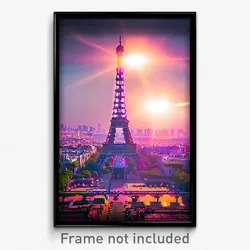 Pixel Art Poster - Zany Paris (8 Bit Psychedelic Trippy Weird Video Game Print)
