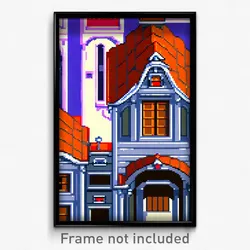 Pixel Art Poster - Majestic Cartoon Architecture (8 Bit Video Game Print)