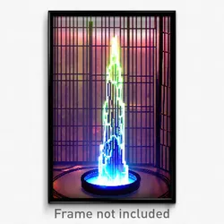 Pixel Art Poster - Digital Wire Frame Geyser (8 Bit Video Game Print)