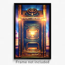 Pixel Art Poster - Bronze Treasury (8 Bit Psychedelic Trippy Video Game Print)