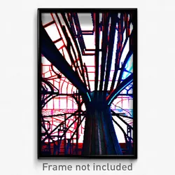Pixel Art Poster - Complex Wire Frame Futuristic Architecture (8 Bit Print)