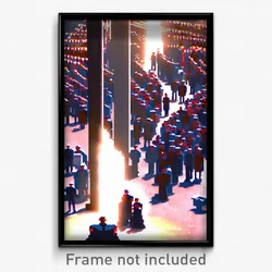 Pixel Art Poster - Crowded Forgeworks (8 Bit Psychedelic Video Game Print)