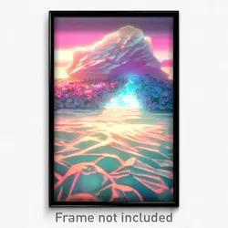 Pixel Art Poster - Flowery Iceberg (8 Bit Psychedelic Trippy Video Game Print)